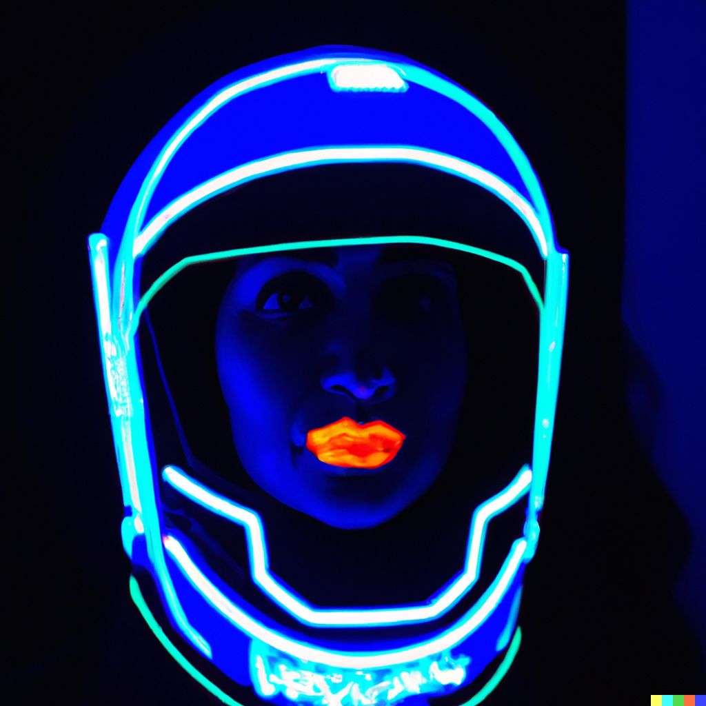 an astronaut, neon art